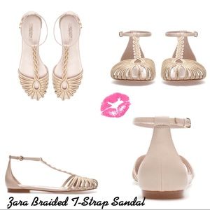 BNWT Braided T-Strap Sandal by Zara Size 38